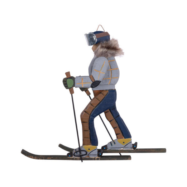 Skifahrer "Vintage" aus Holz, Deko zum Hängen