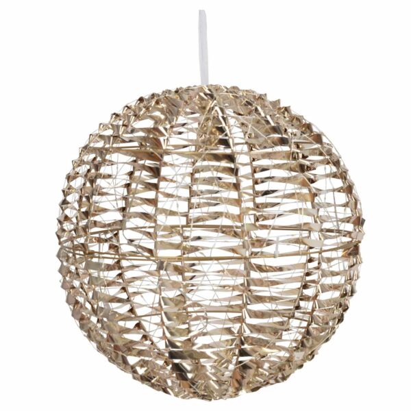 Kugel aus Metall/PET gold, mit LED, warmweiß, O40cm