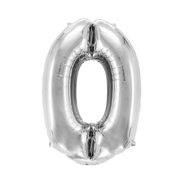 Folienballon Zahlenballon "Zahl 0" silber ca. 76cm, 1 Stk.