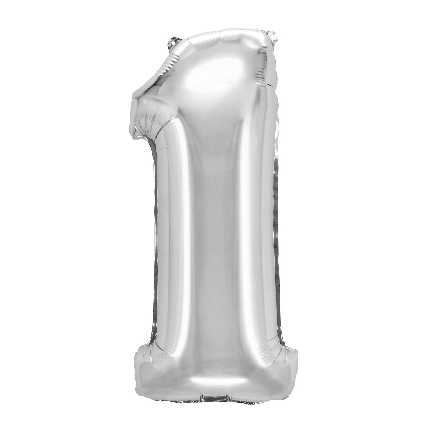 DS-22211 Folienballon Zahlenballon "Zahl 1" silber ca. 73cm, 1 Stk. – Bild 1