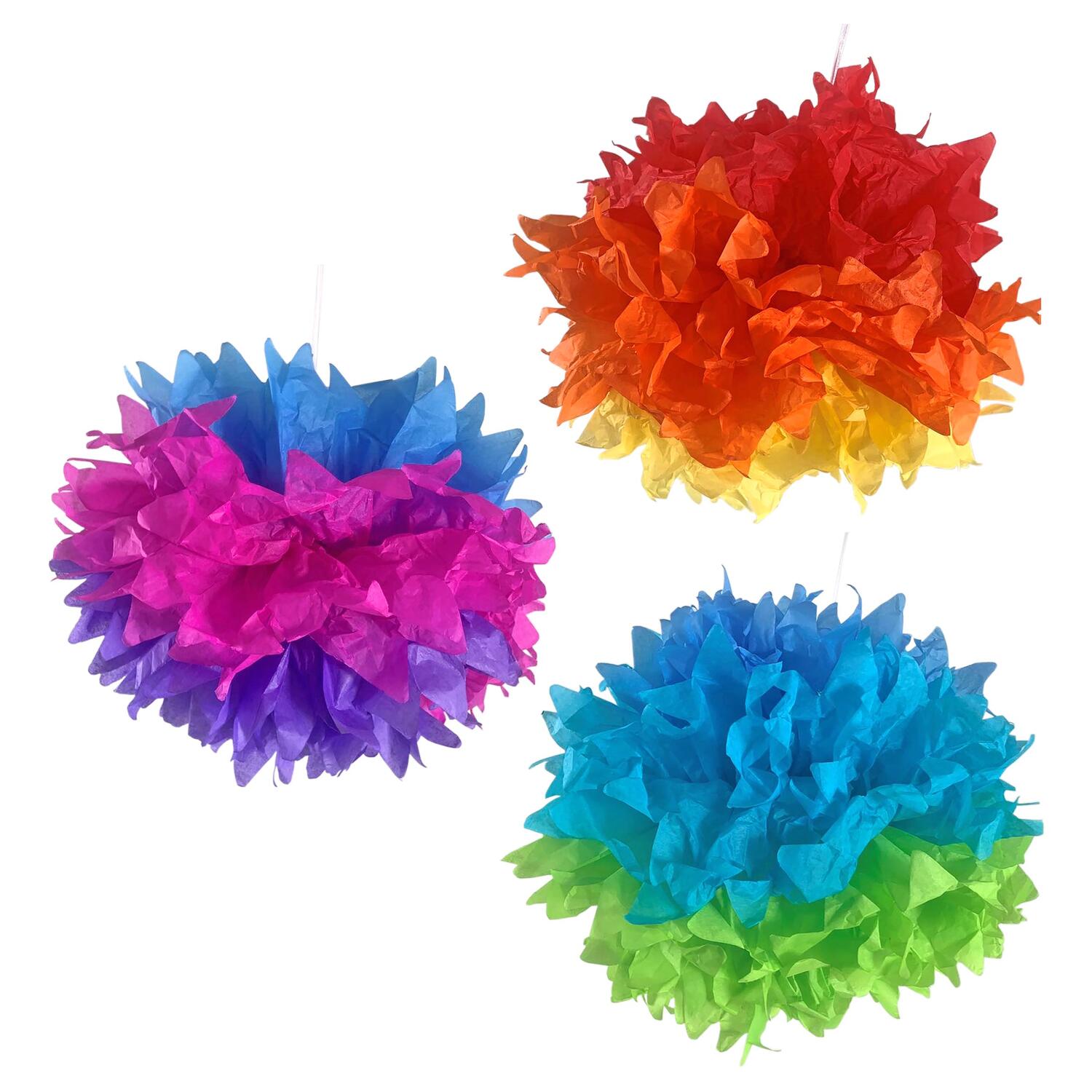 DS-22220 Pompons "Farbenspiel" aus Papier schwer entflammbar O40cm, 3 Stk. – Bild 1