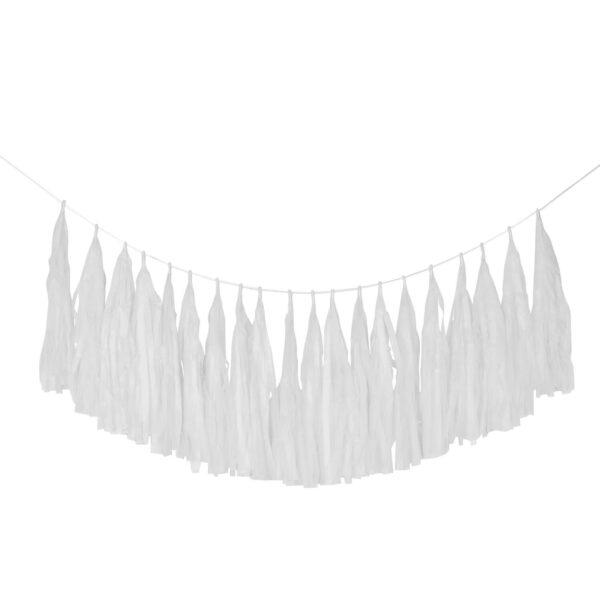 Tassel-Girlande aus Papier weiß 3m, 1 Stk.