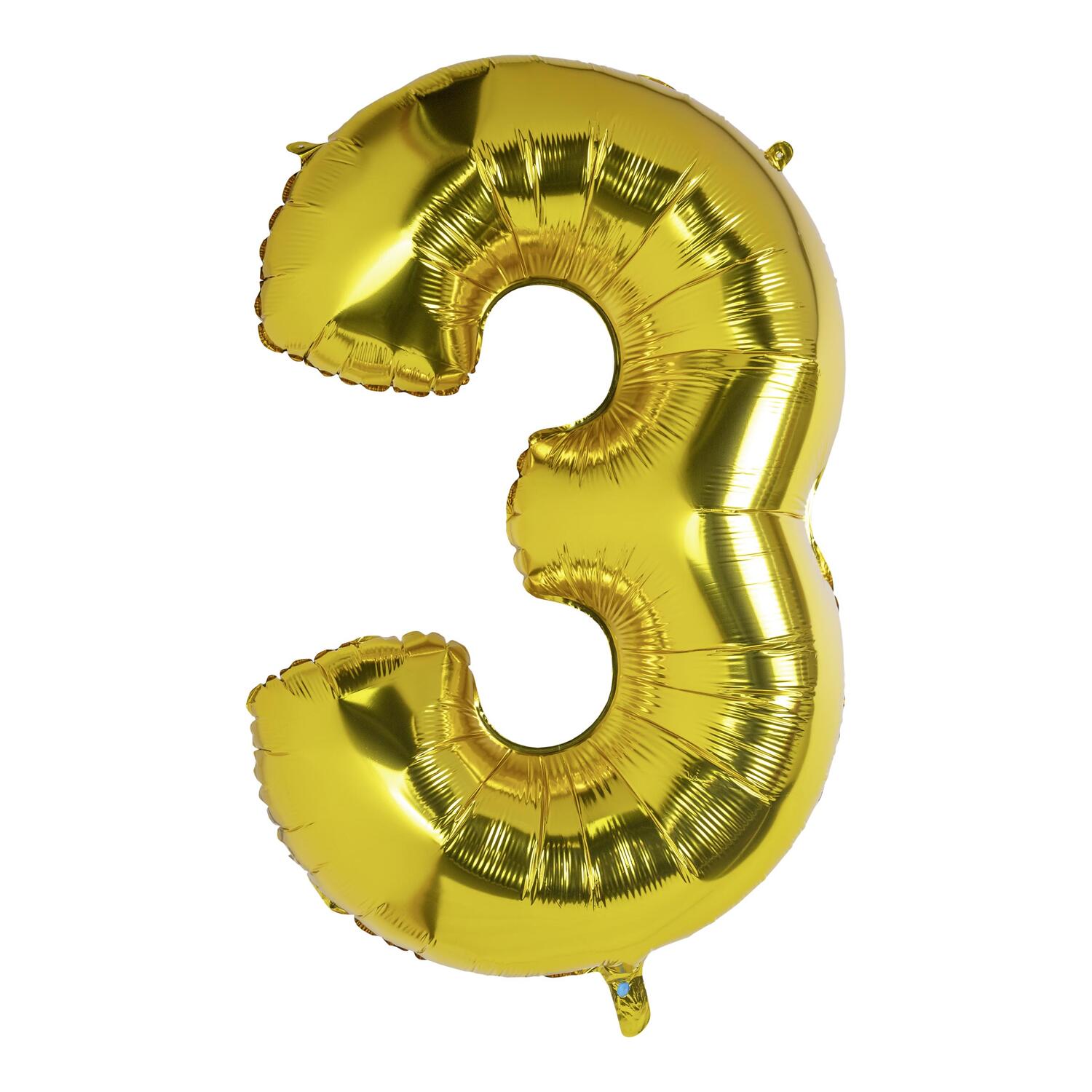 DS-22313 Folienballon Zahlenballon "Zahl 3" gold ca. 115cm, 1 Stk. – Bild 1