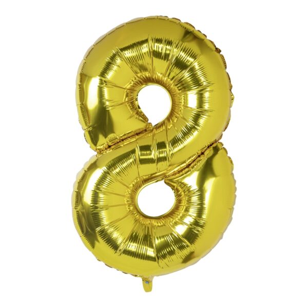 Folienballon Zahlenballon "Zahl 8" gold ca. 112cm, 1 Stk.