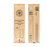 Bestecksets aus Holz 4 tlg. Inkl. Serviette Zahnstocher, 21cm, 25 Stk. – Bild 2
