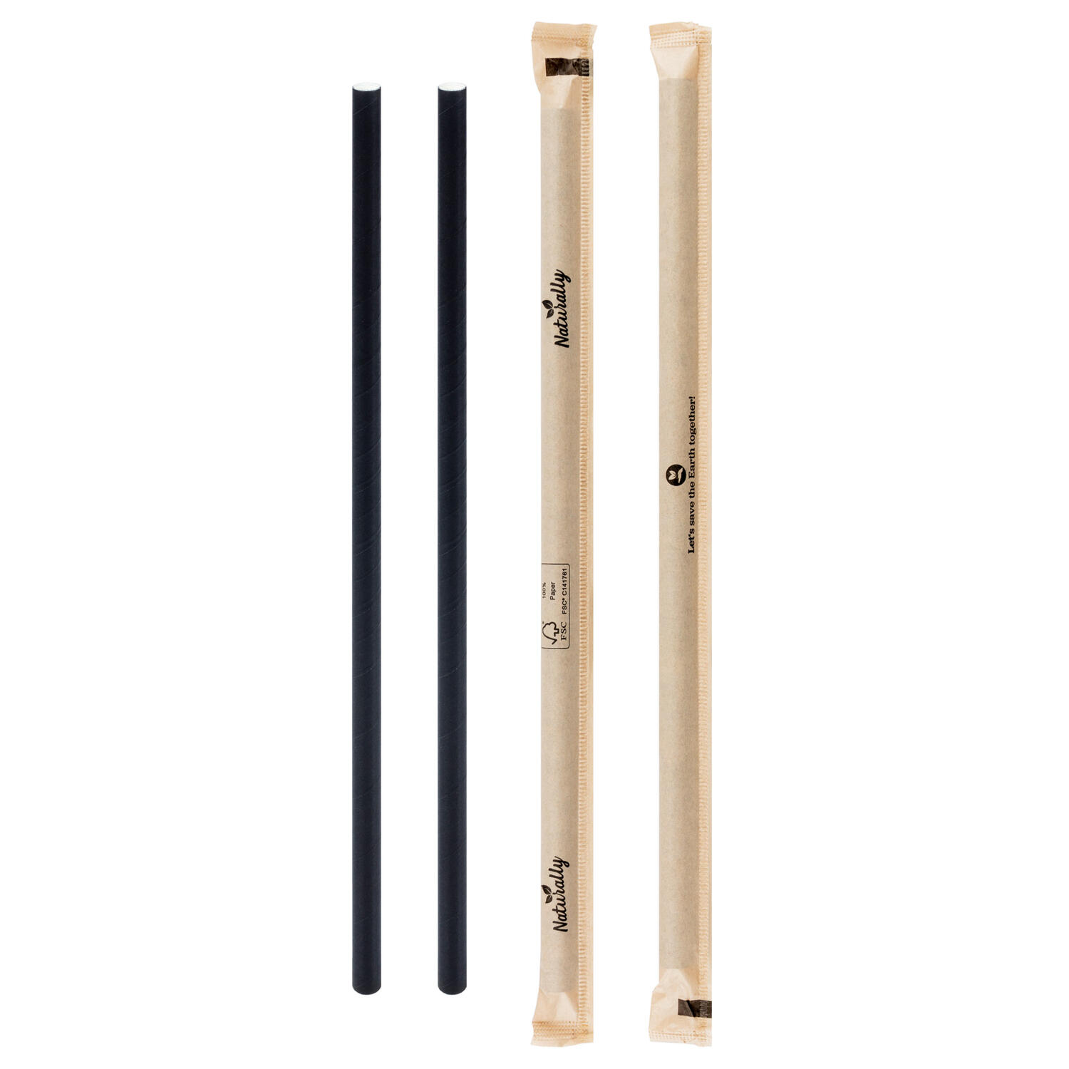 DS-25247NA Trinkhalme aus Papier dick einzeln gehüllt schwarz O8mm 25cm, 150 Stk. – Bild 1