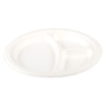 Teller 3-geteilt aus Bagasse, naturweiß, rund O26cm, 50Stk.  – Bild 2