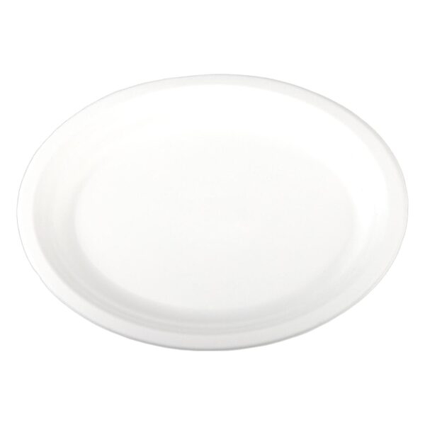 Platten aus Bagasse, naturweiß, oval 32x25cm, 50Stk.