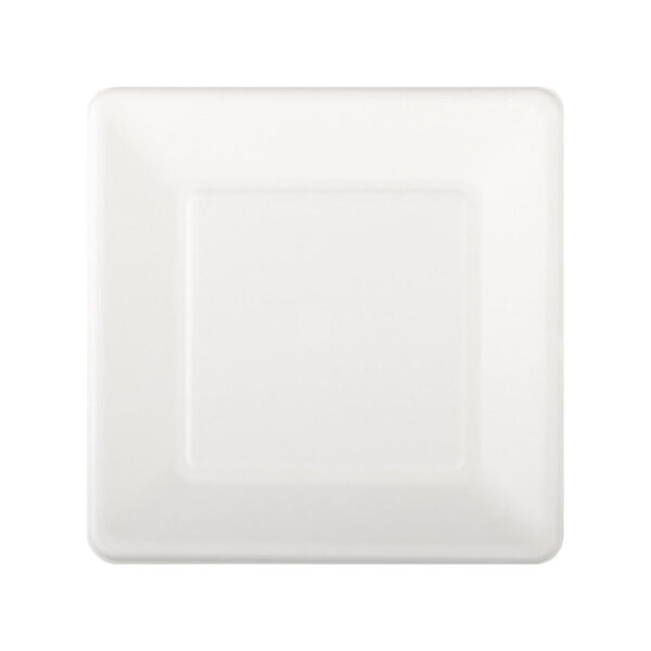 Teller aus Bagasse, naturweiß, quadratisch 16.5cm, 50Stk.
