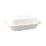 Menüboxen aus Bagasse, naturweiß, 23x15cm, 25Stk. – Bild 2