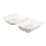 Menüboxen aus Bagasse, naturweiß, 23x15cm, 25Stk. – Bild 3