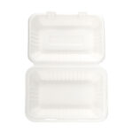 Menüboxen aus Bagasse, naturweiß, 23x15cm, 25Stk. – Bild 4