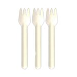 Gabeln aus Bagasse, naturweiß, 15.5cm, 100Stk.