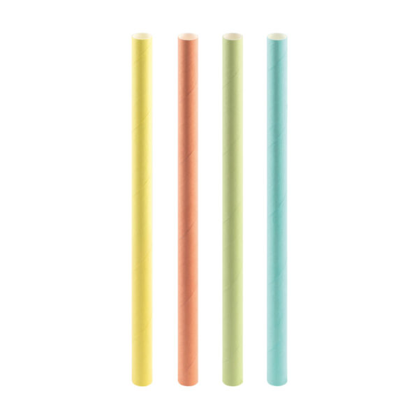 Trinkhalme aus Papier für Bubble Tea, pastellbunt O12mm 21cm, 50 Stk.