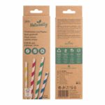 Trinkhalme aus Papier bunt gestreift O6mm 21cm, 20 Stk.