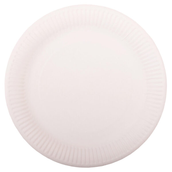 Teller aus Pappe rund O26cm weiß, 100 Stk.