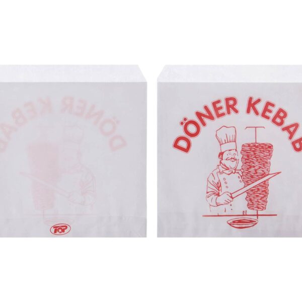 Dönerbeutel mit Aufdruck 'Döner Kebab' Papier weiß 16x16 cm, 2000 Stk.