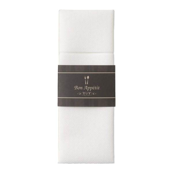Pochetto Bestecktaschen weiß mit Banderole "Bon Appétit" Airlaid 400x300 mm, 300 Stk.