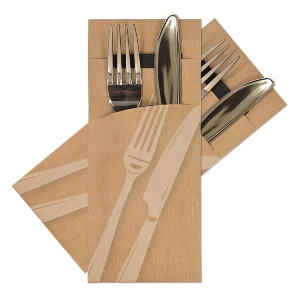 Pochetto Bestecktaschen "Messer und Gabel" 200x85mm inkl. Serviette schwarz, 520 Stk.