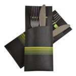 Pochetto Bestecktaschen 200x85mm schwarz limette Streifen Serviette 520 Stk.