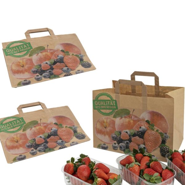 Obsttragetaschen Tragetaschen aus Kraftpapier 90gr. 320+215x240mm, 250 Stk.