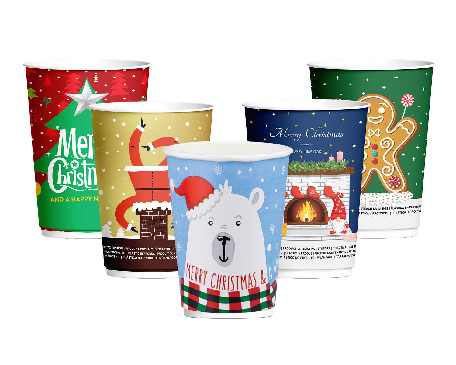 IN-Q530009MCM_2 Pappbecher Heißgetränkebecher doppelwandig WEIHNACHTSMIX 200ml (max 270ml), 25 Stk. – Bild 1