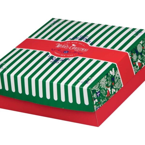 Keksbox Gebäckkarton mit Alubeschichtung "Weihnachten" 250 x 250 x 80mm, 75 Stk.