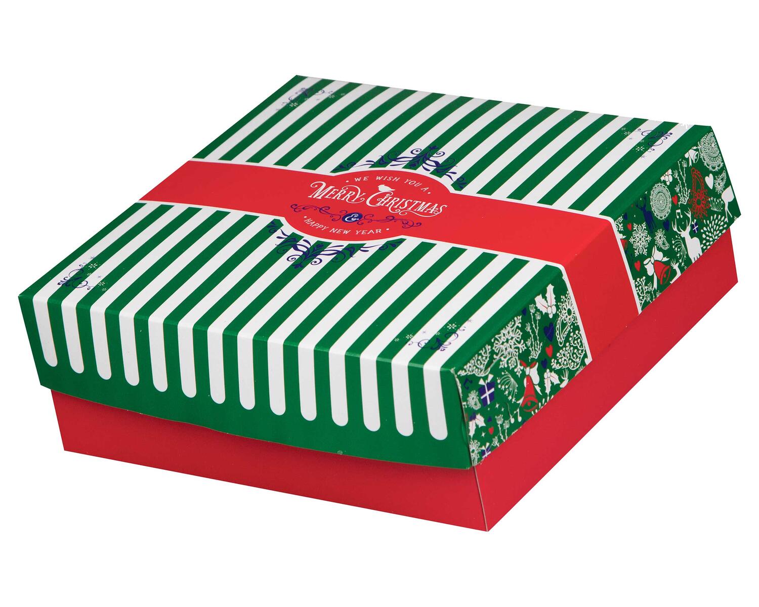 IN-QK15PXM Keksbox Gebäckkarton mit Alubeschichtung "Weihnachten" 250 x 250 x 80mm, 75 Stk. – Bild 1