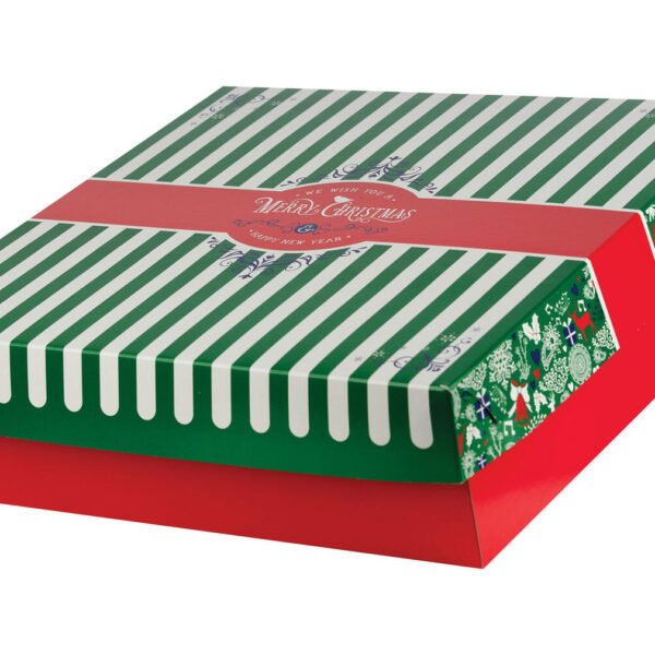 Keksbox Gebäckkarton mit Alubeschichtung "Weihnachten" 350 x 350 x 100mm, 42 Stk.