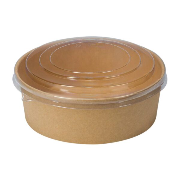 Salatschalen 750ml aus Kraftpapier braun inkl. Deckel transparet rPet, 50 Stk.