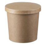 Eisbecher Feinkostbecher aus Pappe Kraftpapier FSCR rund 350ml braun mit Deckel, 50 Stk.