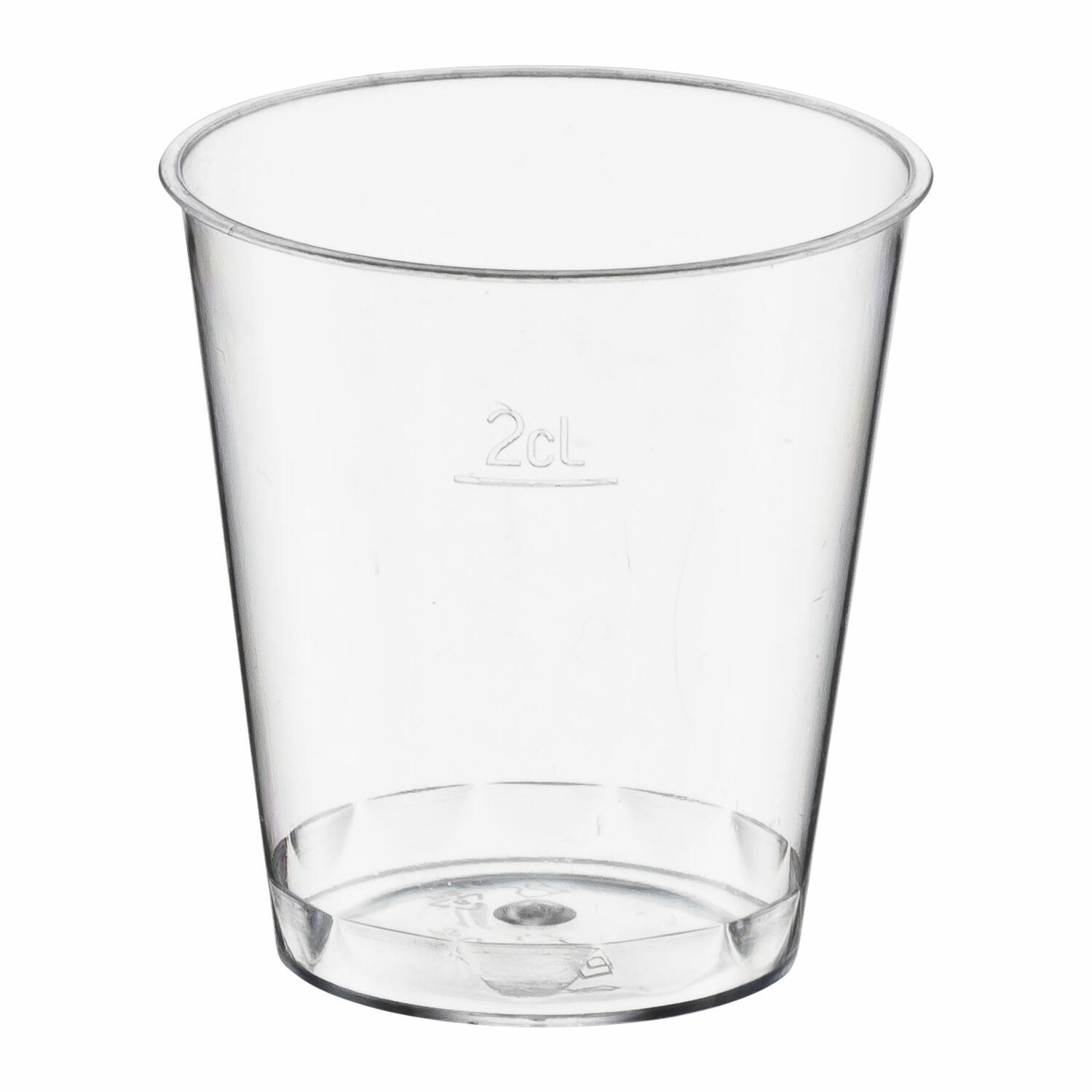 KT-20011100 Einweg-Schnapsglas 2cl, PS, mit Eichstrich, transparent glasklar, 50 Stk. – Bild 1