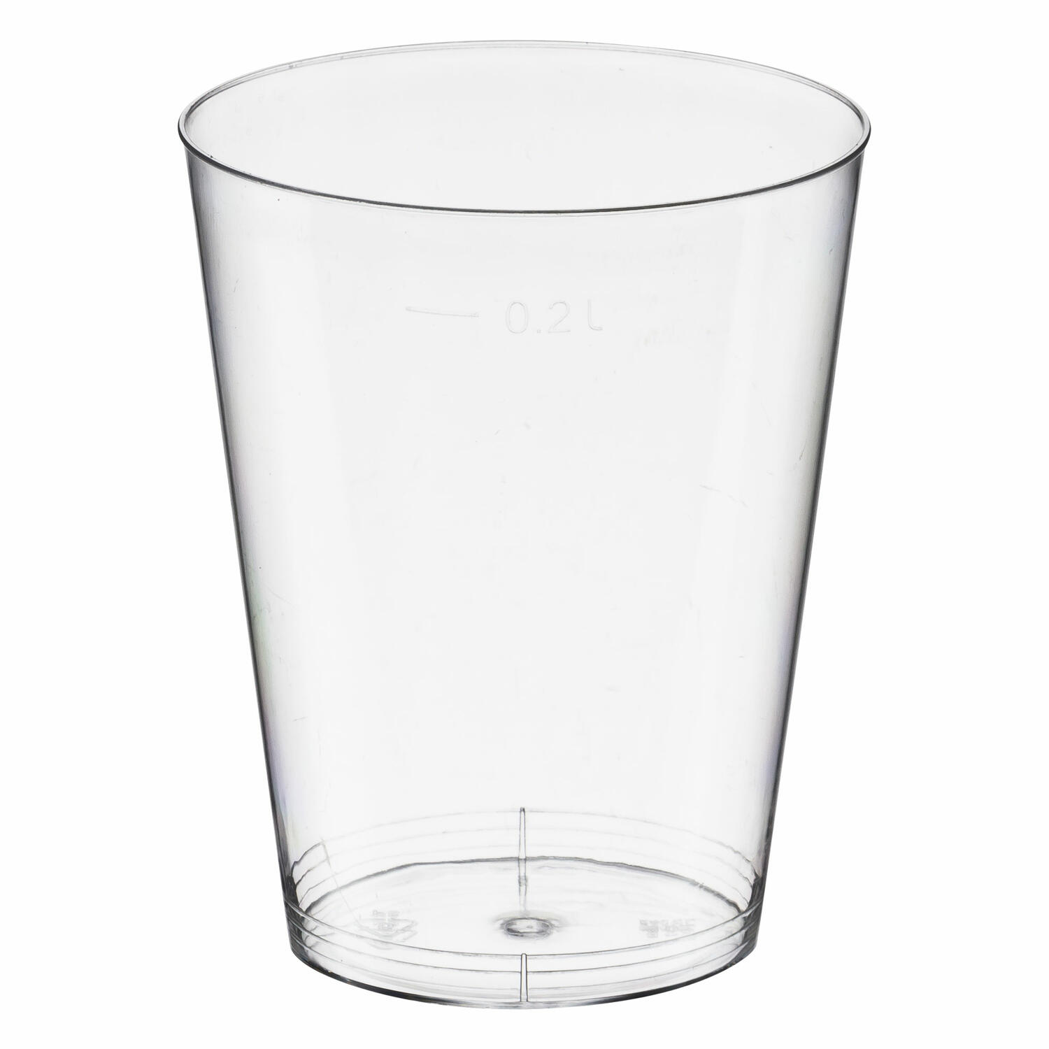 KT-20061300 Einweg-Trinkglas 200ml, PS, mit Eichstrich, transparent glasklar, 50 Stk. – Bild 1
