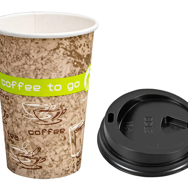 Kaffeebecher Coffee ToGo COFFEE DREAMS mit Deckel schwarz 10oz. 250 ml, 100 Stk.