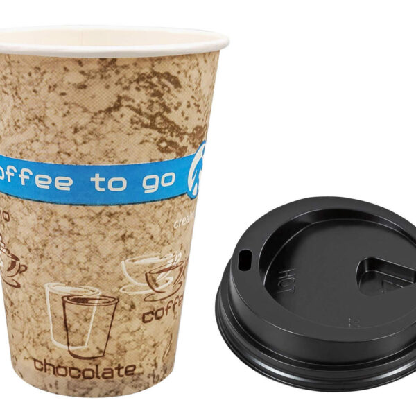Kaffeebecher Coffee ToGo DREAMS mit Deckel schwarz 300 ml hoch + schmal 100 Stk.