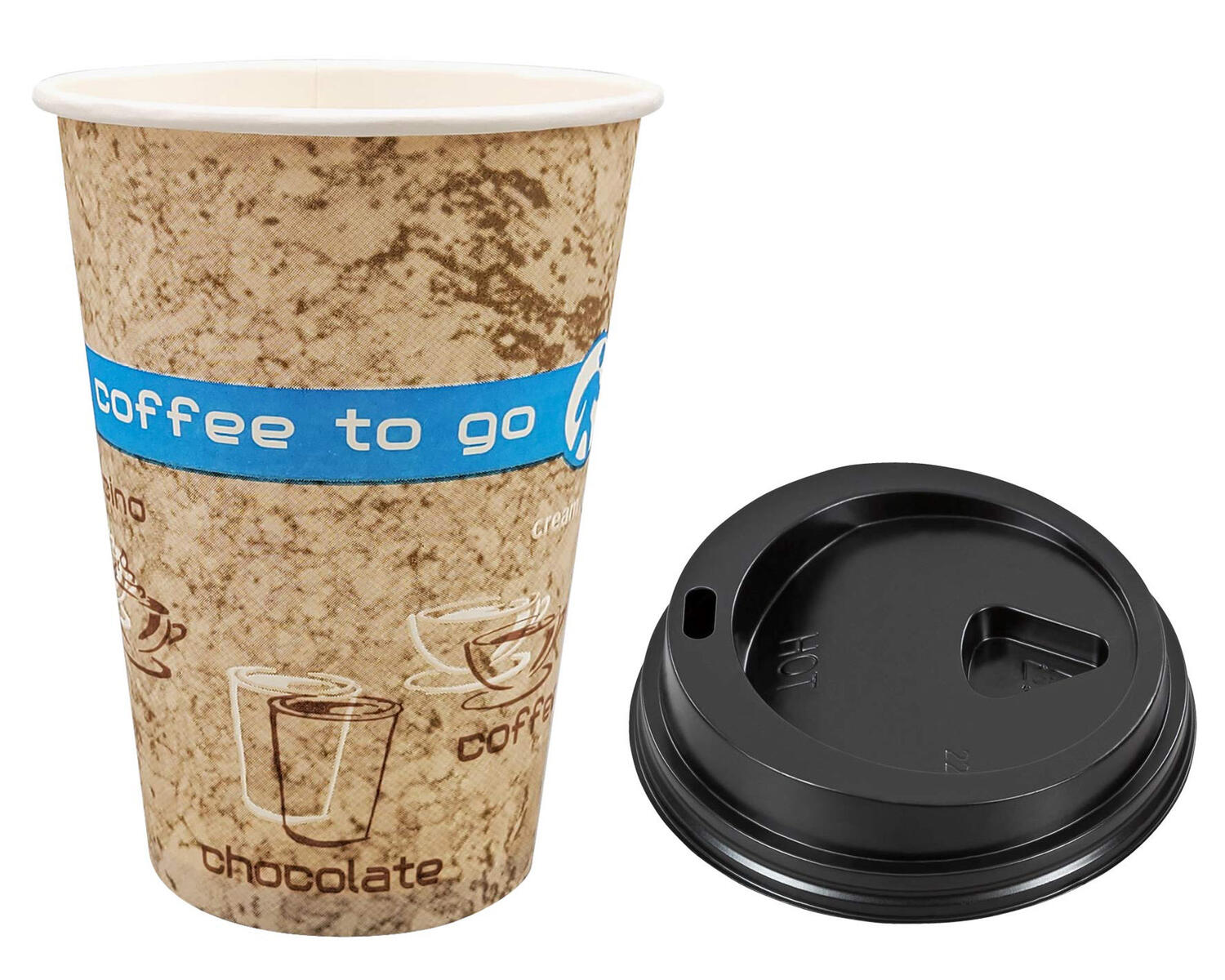 KT-40032100_SET2 Kaffeebecher Coffee ToGo DREAMS mit Deckel schwarz 300 ml hoch + schmal 100 Stk. – Bild 1