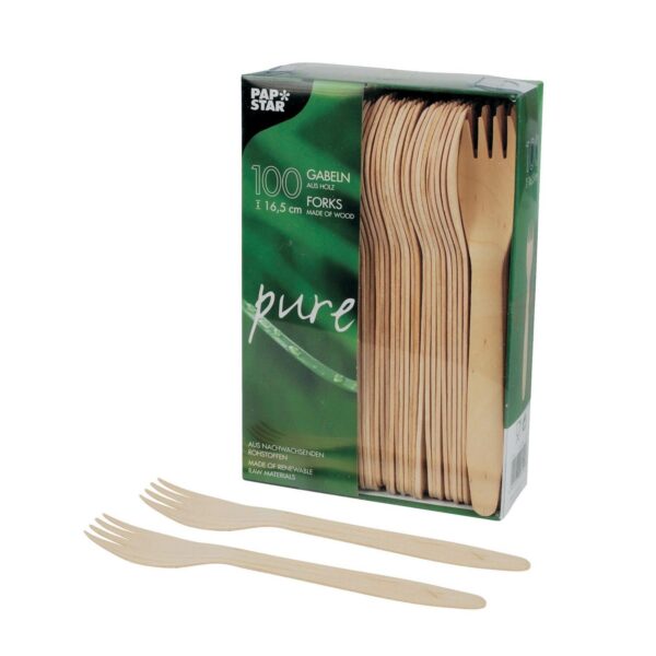 'pure' Holzgabeln 16,5 cm, 100 Stk.