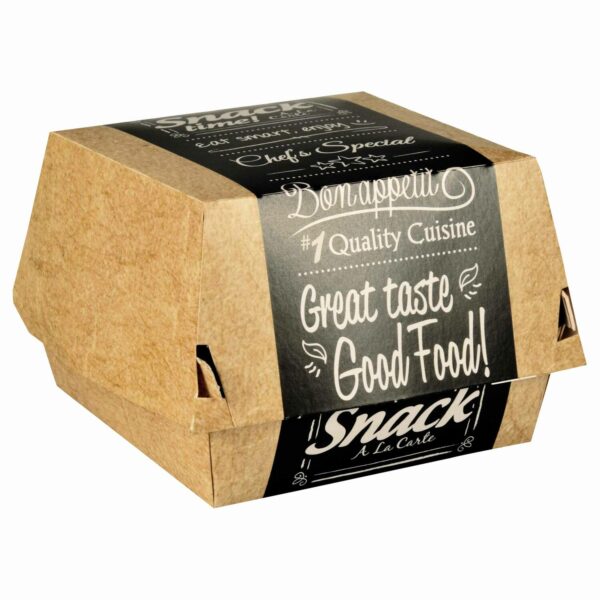 Burgerboxen aus Pappe FSCR 12,5 x 12,5 cm 'Good Food' groß, 50 Stk.