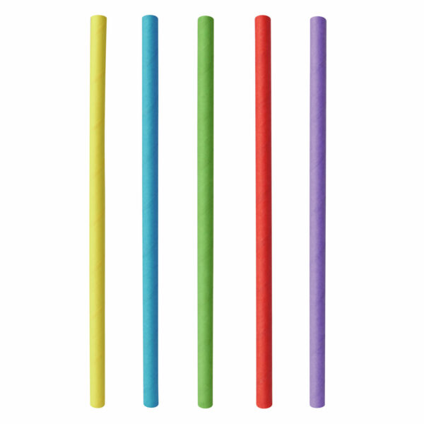 Papiertrinkhalme Shake-Halme Kaltgetränke 25 cm O 8 mm farbig sortiert, 100 Stk.