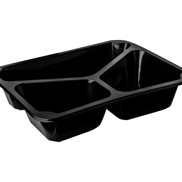 Mehrweg Menüschalen 3-geteilt 22,7 x 17,8cm Mikrowellengeeignet schwarz, 20 Stk.