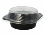 Mehrweg Suppenschalen Suppenterrinen 500ml inkl. Deckel O15,6cm schwarz, 12 Stk.