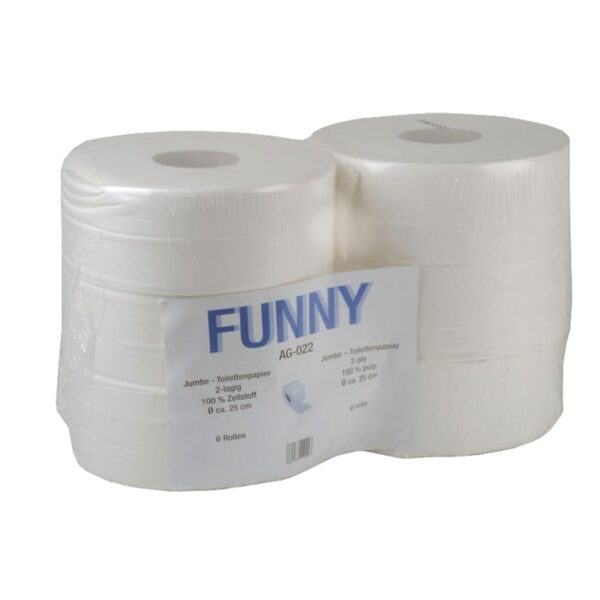 Jumbo Toilettenpapier Jumborollen 2-lagig, 100% Zellstoff hochweiß, 6 Stk.