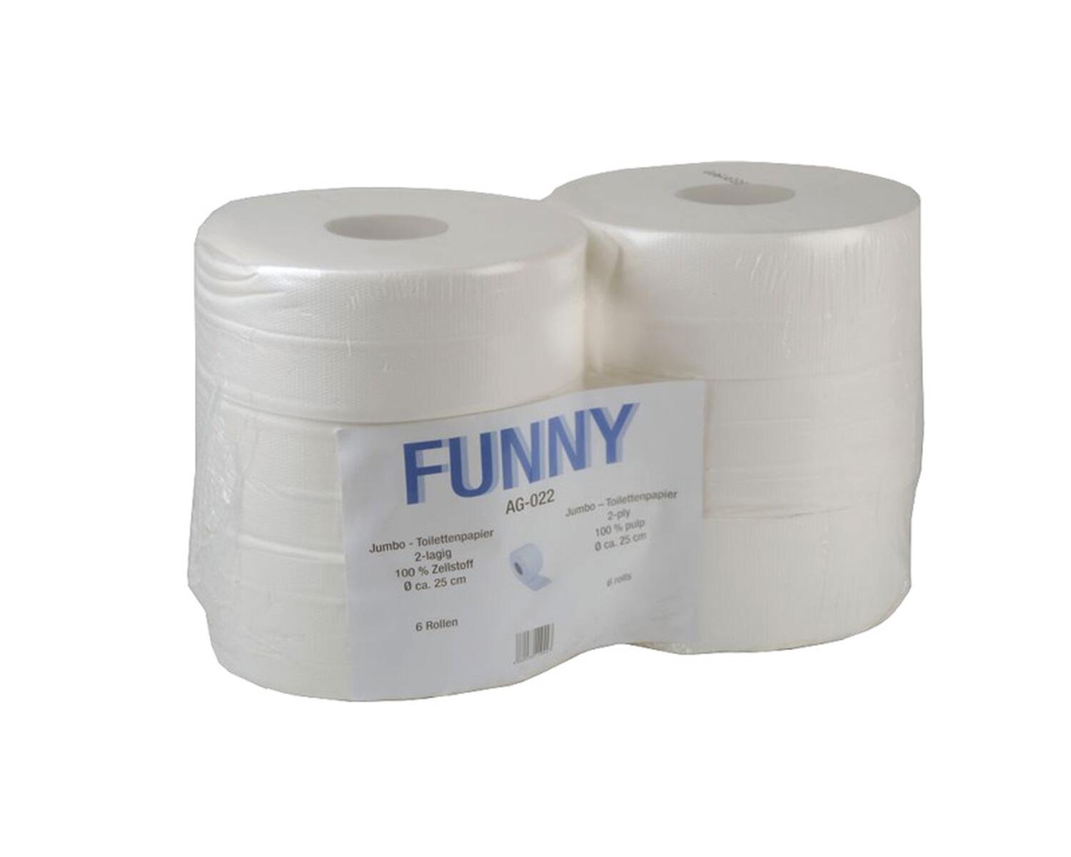 PLO-AG-022 Jumbo Toilettenpapier Jumborollen 2-lagig, 100% Zellstoff hochweiß, 6 Stk. – Bild 1