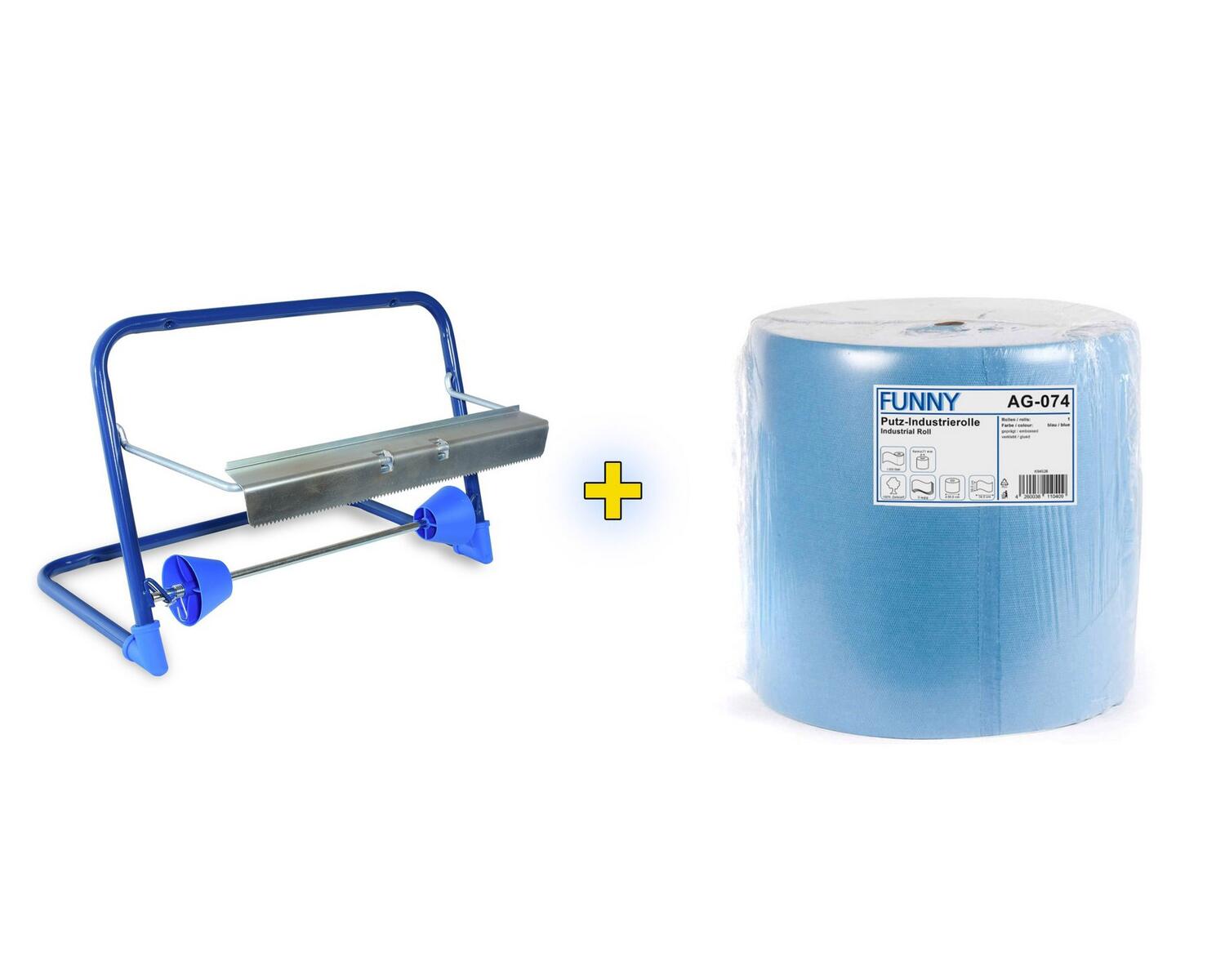 PLO-AG-522_SET_074 Wandhalter für Putztuchrollen inkl. 36cm breite 1000 Blatt Rolle – Bild 1