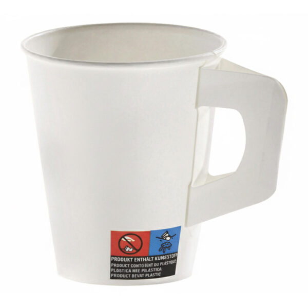 Henkelbecher Kaffeebecher weiß, Pappe beschichtet,, 80 Stk.