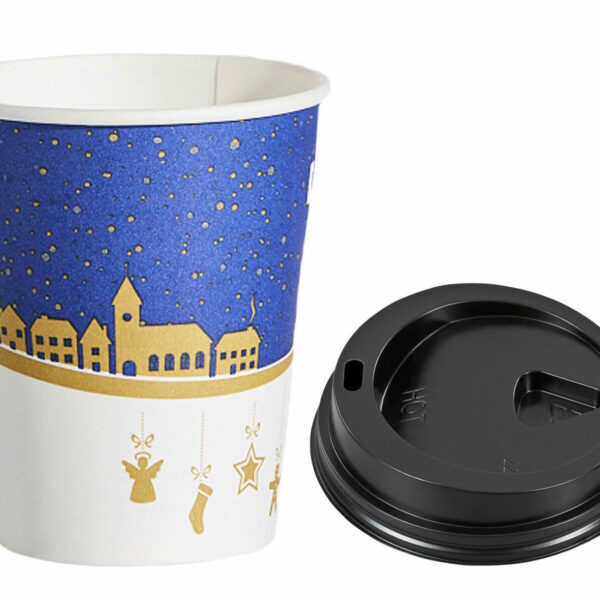 Heißgetränkebecher Winterlandschaft mit Trinkdeckel Eichstrich 200 ml, 75 Stk.
