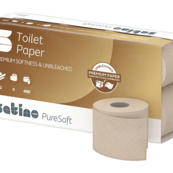 Puresoft Toilettenpapier 2-lagig aus 100% recyceltem Karton, System MT1, 64 Rollen je 250 blatt