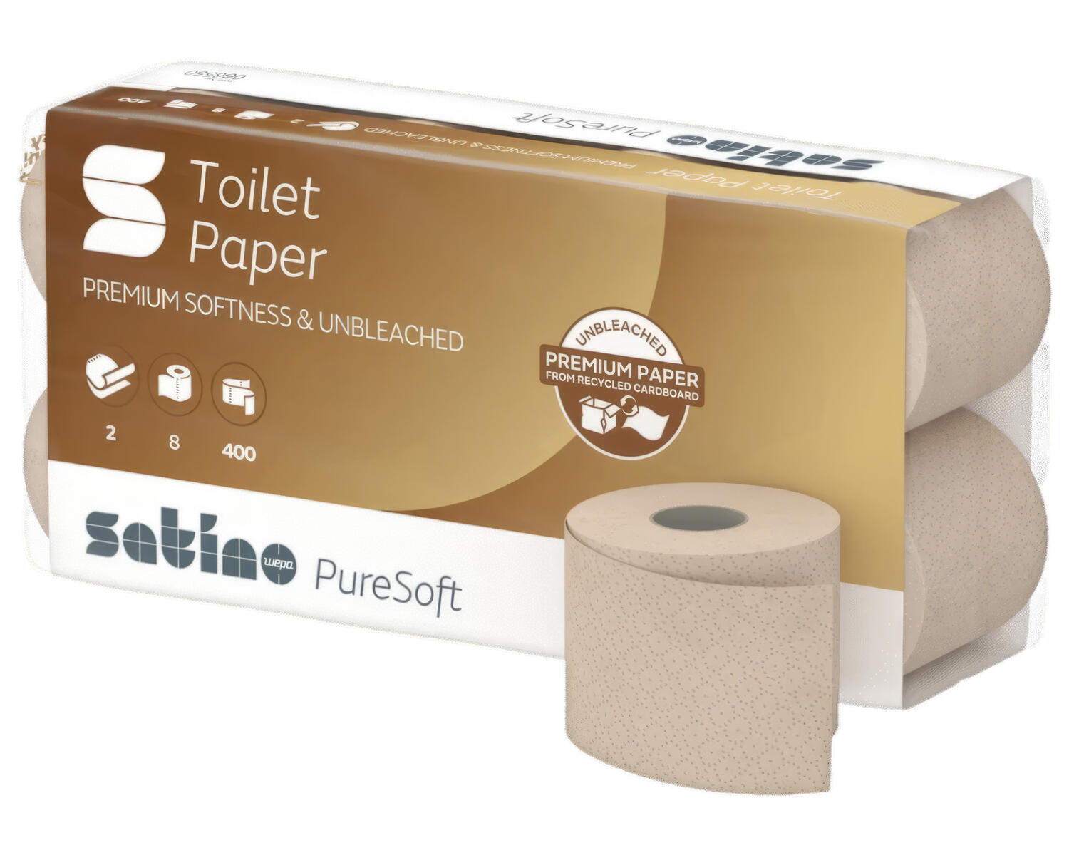RC-066550 Puresoft Toilettenpapier 2-lagig aus 100% recyceltem Karton, System MT1, 64 Rollen je 250 blatt – Bild 1