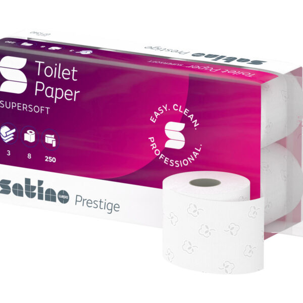 Prestige Toilettenpapier 3-lagig aus 100 Zellstoff, System MT1, 64 Rollen je 250 Blatt