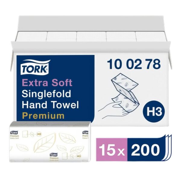 Falthandtücher V-Falz Premium H3 23x23 cm 2-lagig, 15x200 Stück=3000 Stück